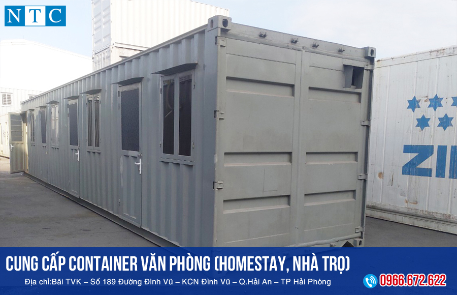 NTC Container cung cấp container văn phòng 40ft (homestya, nhà trọ giá rẻ) khắp miền Bắc. Hotline: 0966.672.622 