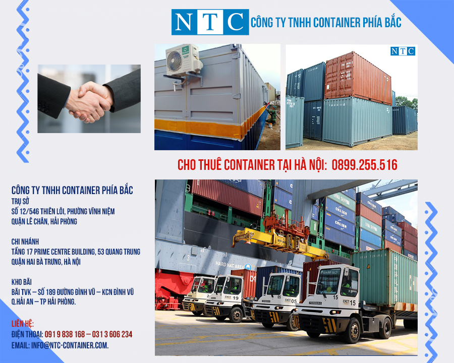 NTC Container cho thuê container tại Hà Nội uy tín, giá tốt. Hotline: 0899.255.516