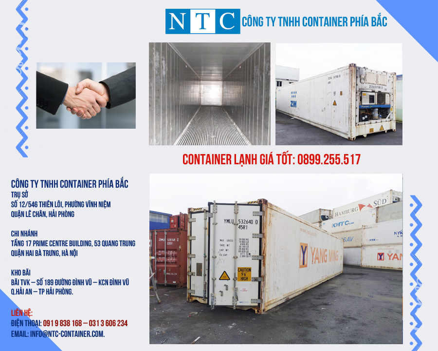 NTC Container phía Bắc - cho thuê container lạnh giá tốt tại Hà Nội. Hotline: 0899.255.517