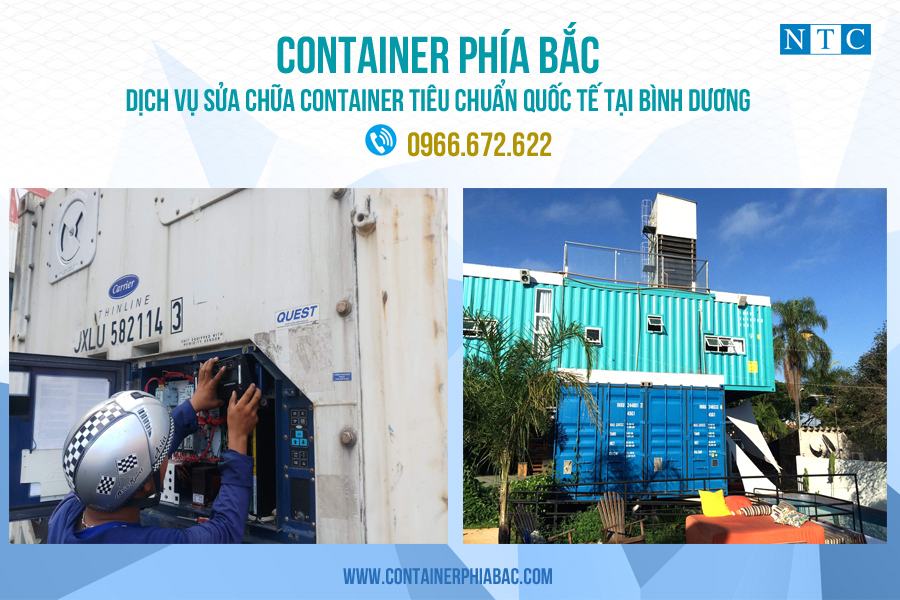 NTC Container cung cấp dịch vụ sửa chữa container tiêu chuẩn quốc tế tại Bình Dương giá tốt, uy tín. Hotline: 0966.672.622