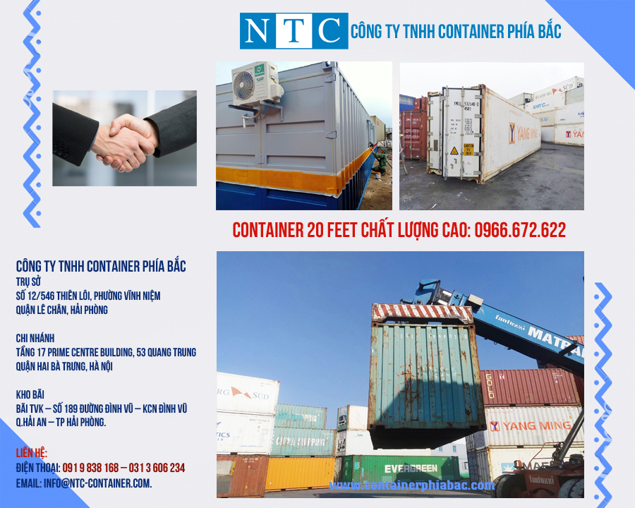 NTC Container mua bán container 20 feet chất lượng cao tiện nghi, giá rẻ tại Bình Dương. Hotline: 0966.672.622