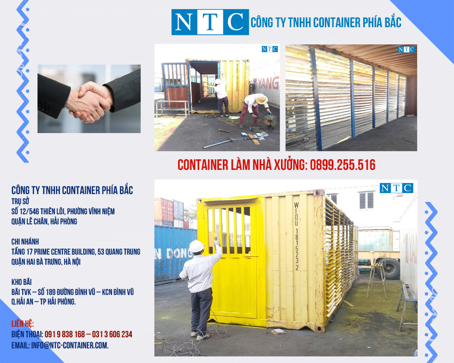 NTC Container bán và cho thuê làm nhà xưởng giá tốt nhất Long An. Hotline: 0899.255.516