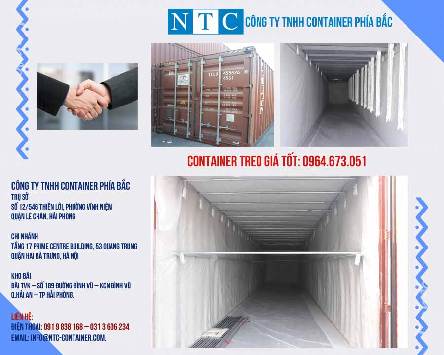 NTC Container chuyên lắp đặt container treo hàng may mặc các loại giá rẻ tại Long An. Hotline: 0964.673.051